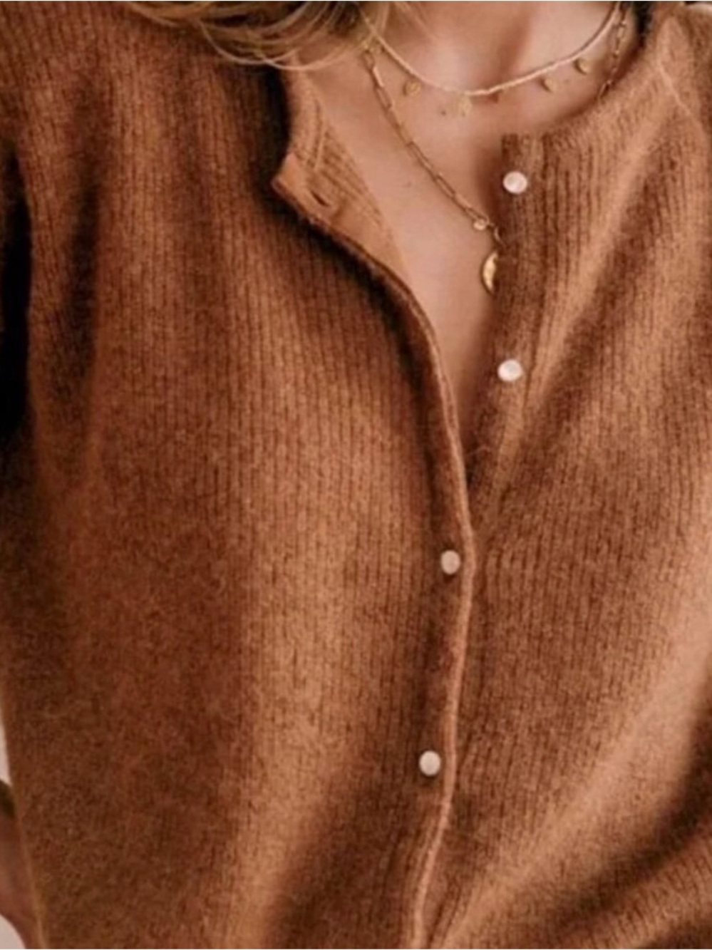 Sezane Gaspard Cardigan in Camel